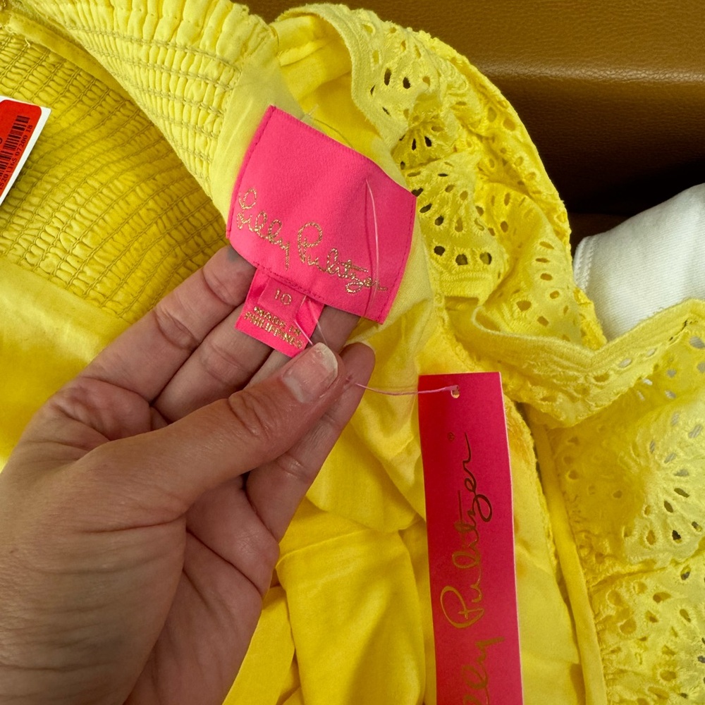 NWT Lilly Pulitzer Ryann Eyelet Dress Bright Yellow Size 10 - Picture 5 of 7